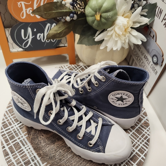😍EUC Converse Chuck Taylor All Star High Top Lugged Lace Up Sneakers, Navy Blue - Picture 6 of 15